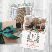 水彩モノグラムクリスマストピアリークレストフォト シーズンカード