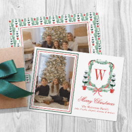 水彩モノグラムクリスマストピアリークレストフォト シーズンカード
