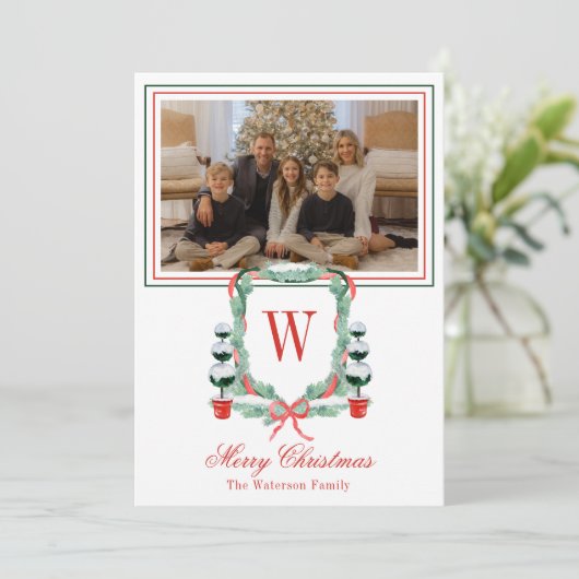 水彩モノグラムクリスマストピアリークレストフォト シーズンカード (スタンド正面)