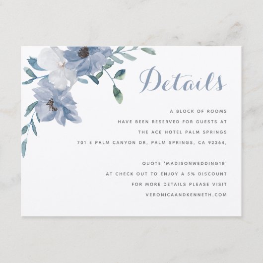 水彩モノグラムクレストの結婚式詳細 エンクロージャーカード (正面)