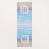 水彩モノグラムシーアンドサンドブルーとタン ヨガマット (裏面)