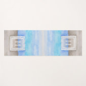 水彩モノグラムシーアンドサンドブルーとタン ヨガマット (正面(横))