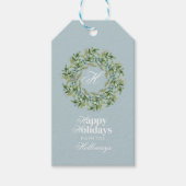 水彩モノグラムスクリプトフォトフラットホリデーカード ギフトタグ (正面)