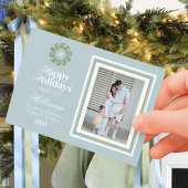 水彩モノグラムスクリプトフォトフラットホリデーカード シーズンカード