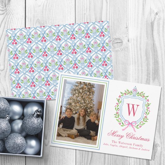 水彩モノグラムチノワセリージャクレストフォト シーズンカード