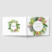 水彩モノグラムトロピカルサマービーチ結婚式 ゲストブック (全面)