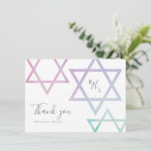 水彩モノグラムバルミツワーありがとう カード (スタンド正面)