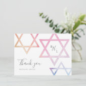 水彩モノグラムバルミツワーありがとう カード (スタンド正面)