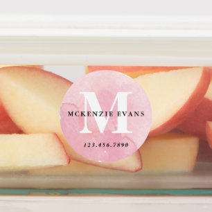 水彩モノグラムピンク防水 ラベル