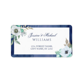 水彩モノグラムフローラリースアネモンブルー ラベル