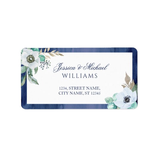 水彩モノグラムフローラリースアネモンブルー ラベル (正面)