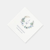 水彩モノグラムフローラリースアネモン結婚ズ スタンダードカクテルナプキン (角)