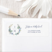 水彩モノグラムフローラ結婚リース ラベル (インサイチュ)