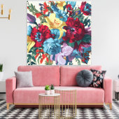 水彩モノグラムフローラ キャンバスプリント (インサイチュ (リビング))