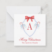 水彩モノグラムボウキャンディーケーンクレスト ノートカード (正面)