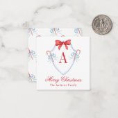 水彩モノグラムボウキャンディーケーンクレスト ノートカード (正面/裏面インサイチュ)