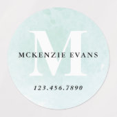 水彩モノグラム名 ラベル (デザイン1)