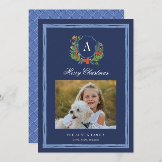 水彩モノグラム家紋クリスマス シーズンカード (正面/裏面)