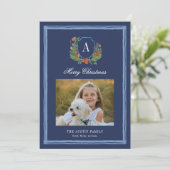 水彩モノグラム家紋クリスマス シーズンカード (スタンド正面)