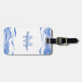 水彩モノグラム抽象芸術ブルー瑪瑙 ラゲッジタグ (正面横)
