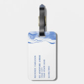 水彩モノグラム抽象芸術ブルー瑪瑙 ラゲッジタグ (裏面縦)