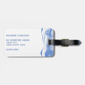 水彩モノグラム抽象芸術ブルー瑪瑙 ラゲッジタグ (裏面横)