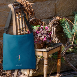 水彩モノグラム文字Fナースダークブルー クロスボディバッグ