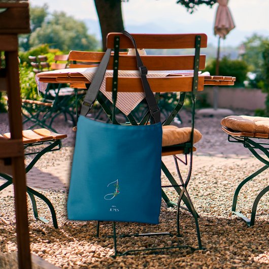 水彩モノグラム文字Jナースダークブルー クロスボディバッグ