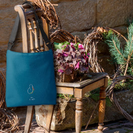 水彩モノグラム文字Oナースダークブルー クロスボディバッグ