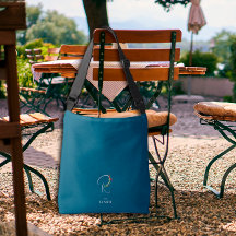 水彩モノグラム文字Rナースダークブルー