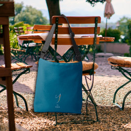 水彩モノグラム文字Yナースダークブルー クロスボディバッグ