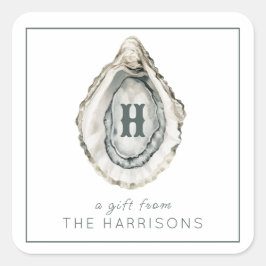 水彩モノグラム沿岸牡蠣 スクエアシール