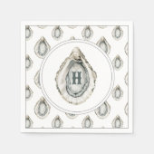 水彩モノグラム沿岸牡蠣 スタンダードカクテルナプキン (正面)