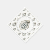 水彩モノグラム沿岸牡蠣 スタンダードカクテルナプキン (角)