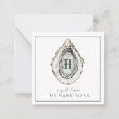 水彩モノグラム沿岸牡蠣 ノートカード (正面)