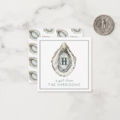 水彩モノグラム沿岸牡蠣 ノートカード (正面/裏面インサイチュ)