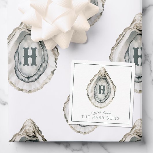 水彩モノグラム沿岸牡蠣 ノートカード