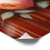 水彩モノグラム花テラコッタ色木材 ポスター (コーナー)