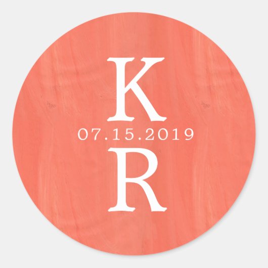 水彩モノグラム ウェディングモノグラムステッカー ラウンドシール (正面)