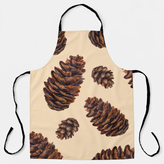 水彩モミの円錐継ぎ目のないパターン、水色  エプロン (正面)