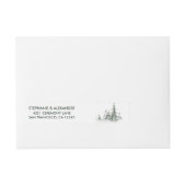 水彩モミの木の冬の結婚式 ラップアラウンド宛名ラベル (正面)