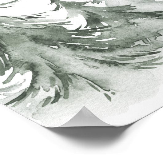 水彩モミの木の冬、クリスマスパーティー ポスター (角)