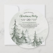 水彩モミの木の冬、クリスマスパーティー 招待状 (正面)