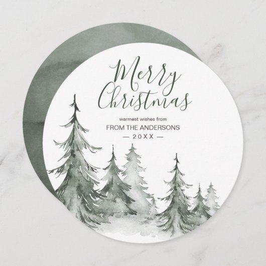 水彩モミの木冬クリスマスパーティー シーズンカード (正面/裏面)
