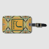 水彩モロッコイエローパーソナライズされたフローラ ラゲッジタグ (正面横)