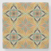 水彩モロッコイエローフローラタイル ストーンコースター (正面)