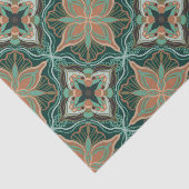 水彩モロッコティール（緑がかった色）フローラタイル 薄葉紙 (詳細)