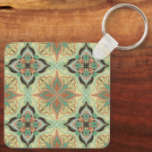 水彩モロッコフローラタイルパーソナライズされた キーホルダー (裏面)