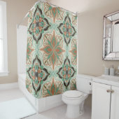 水彩モロッコフローラタイル シャワーカーテン (インサイチュ)