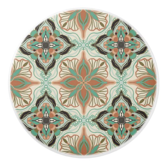 水彩モロッコフローラタイル セラミックノブ (正面)